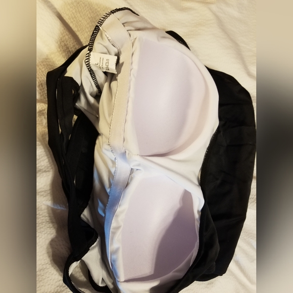 NWOT LATTICE BACK SUPPORT ATHLETIC MODEST SWIM BATHING SUIT SIZE LARGE BLACK - Picture 6 of 12